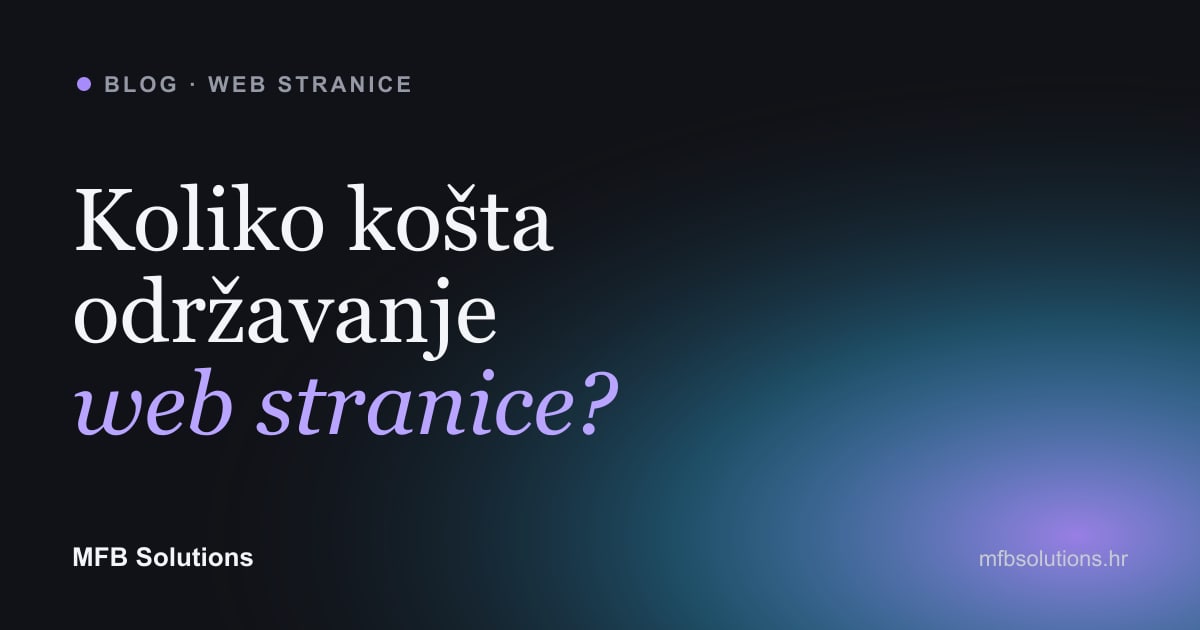 Prikaz godišnjih troškova održavanja web stranice u MFB stilu