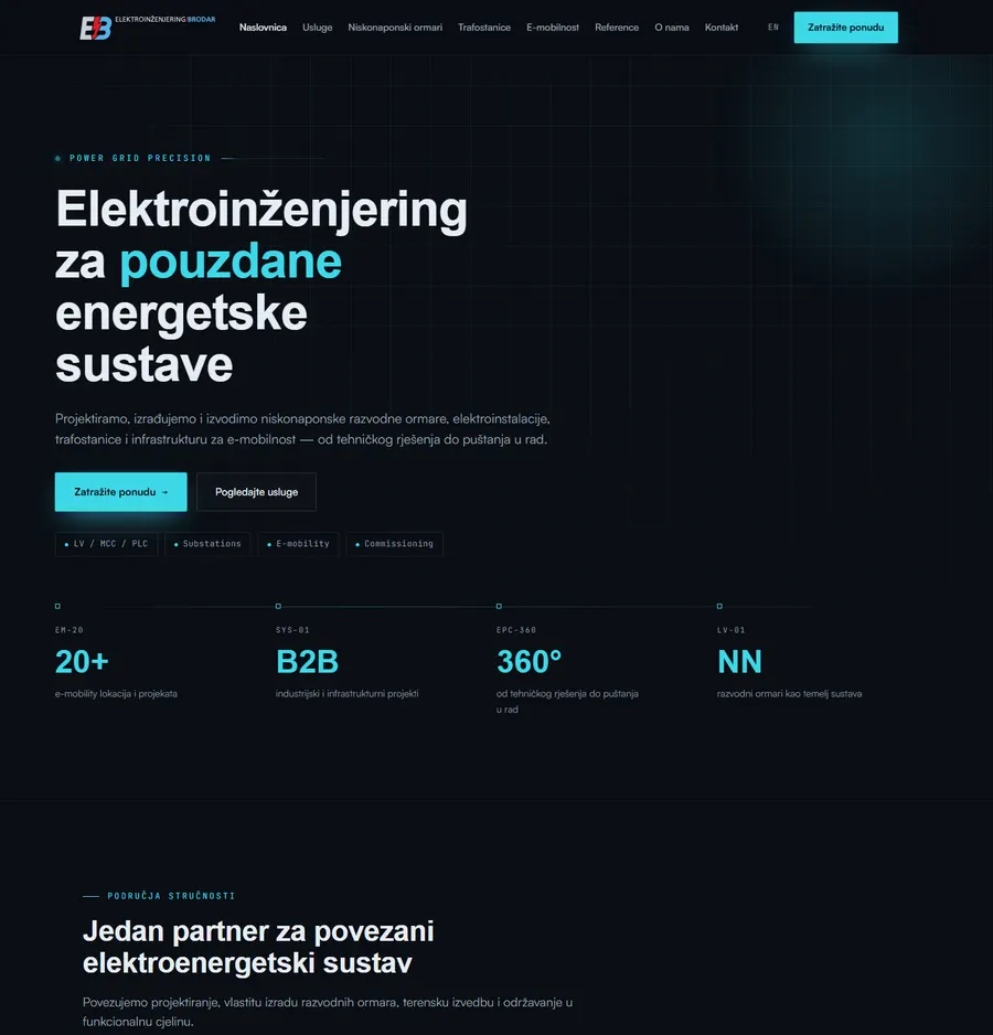 Naslovnica stranice Elektroinženjering Brodar