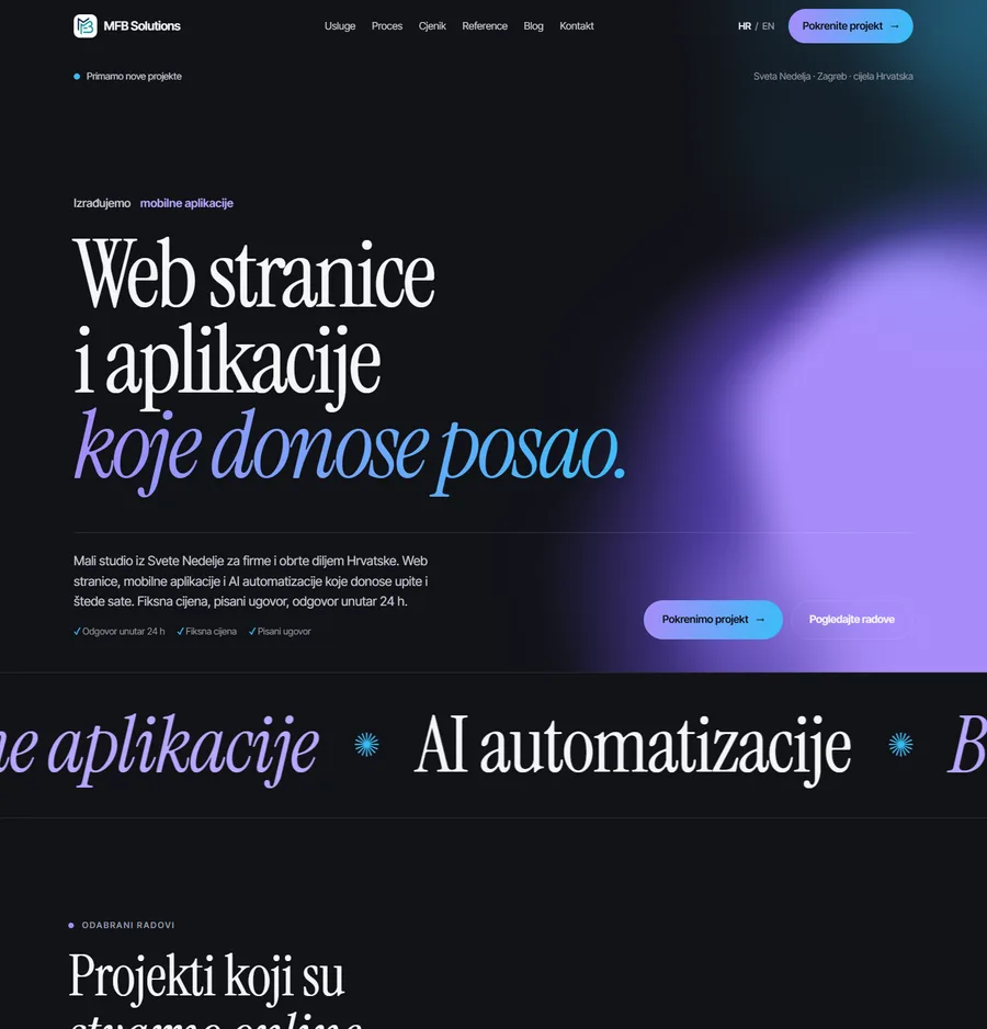 Naslovnica stranice MFB Solutions