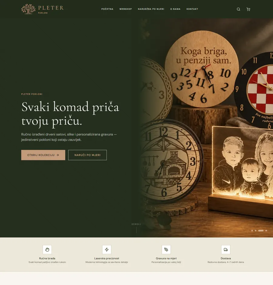 Naslovnica webshopa Pleter Pokloni